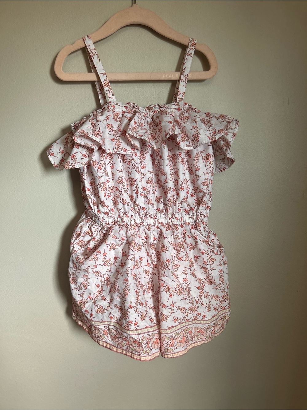 Janie and Jack White and Rust Floral Ruffle Romper